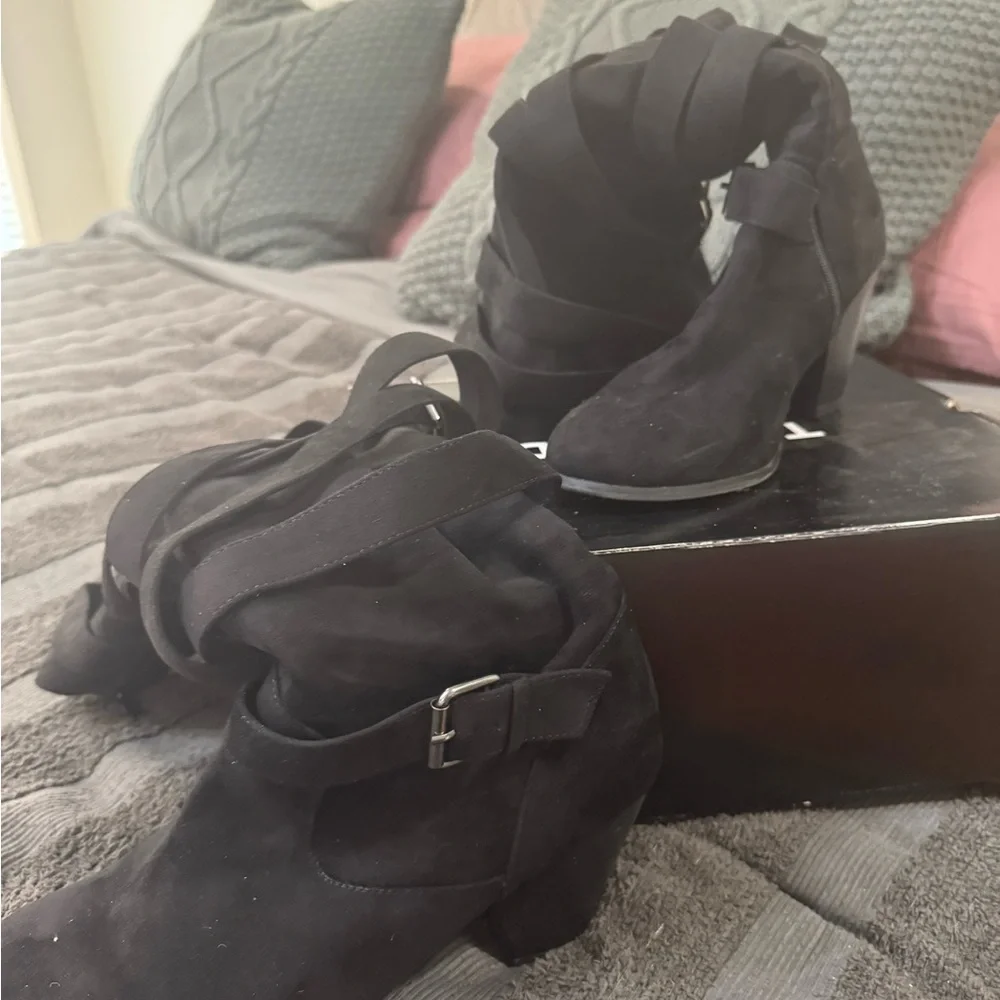 Torrid Black Strappy Heeled Boots - Picture 3 of 4